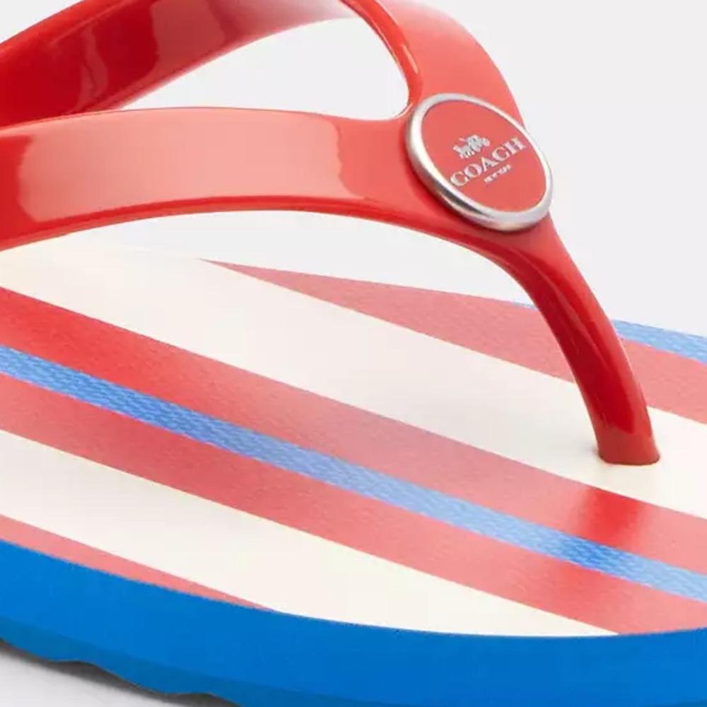 Coach Zayn Flip Flop With Stripe Print nwt in packaging - Picture 5 of 7